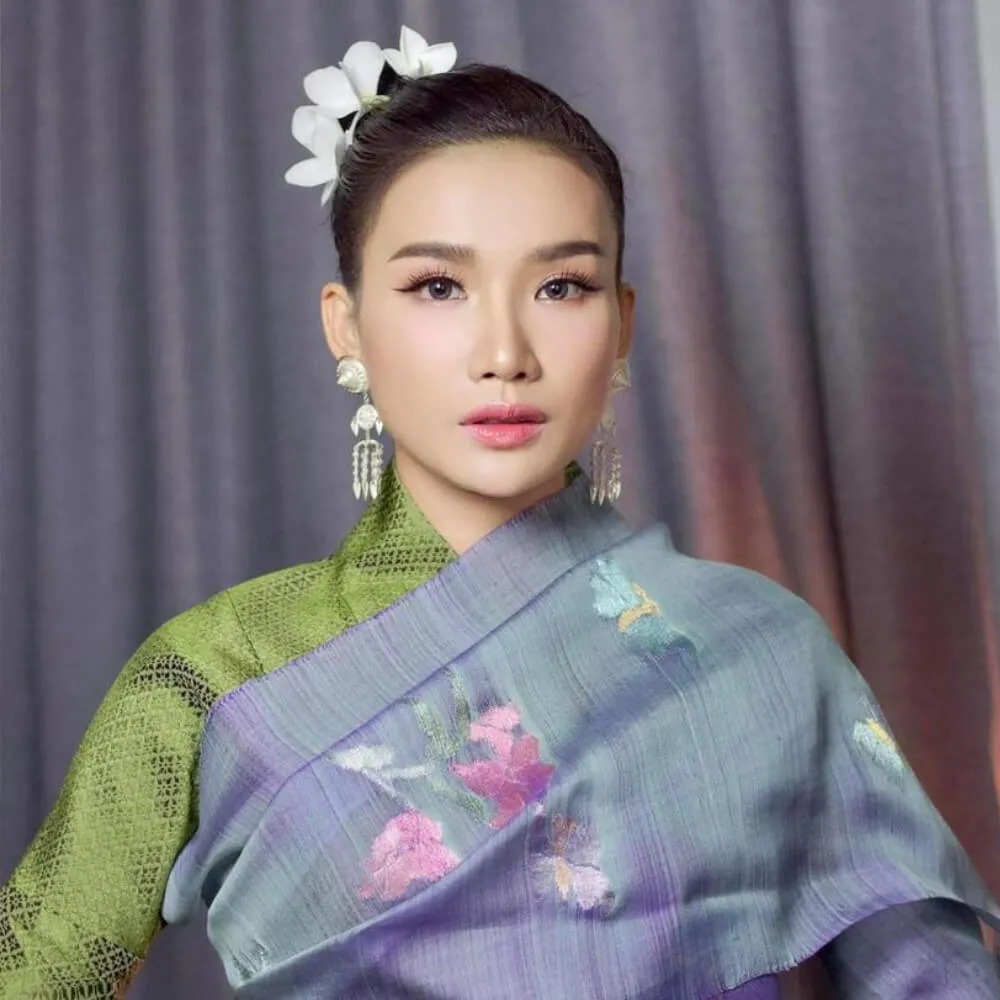 Chitphavan's textiles on model