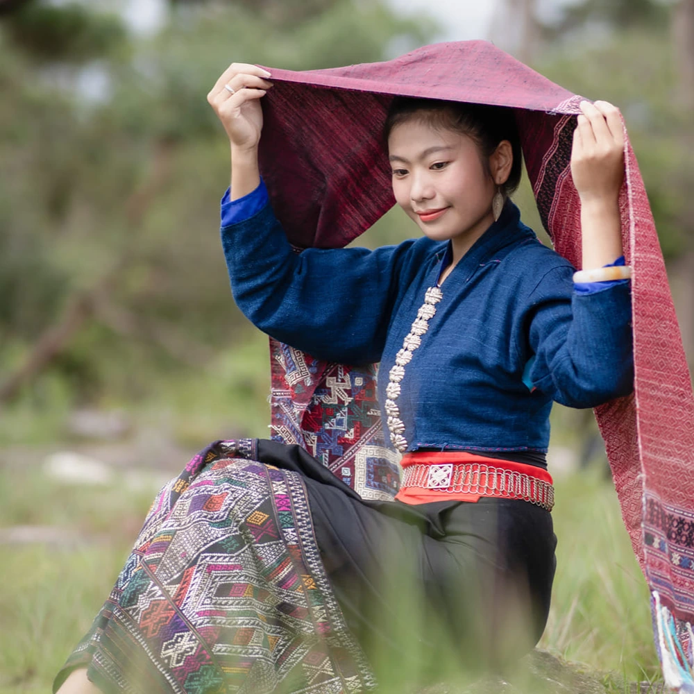 Chitphavan's textiles on model