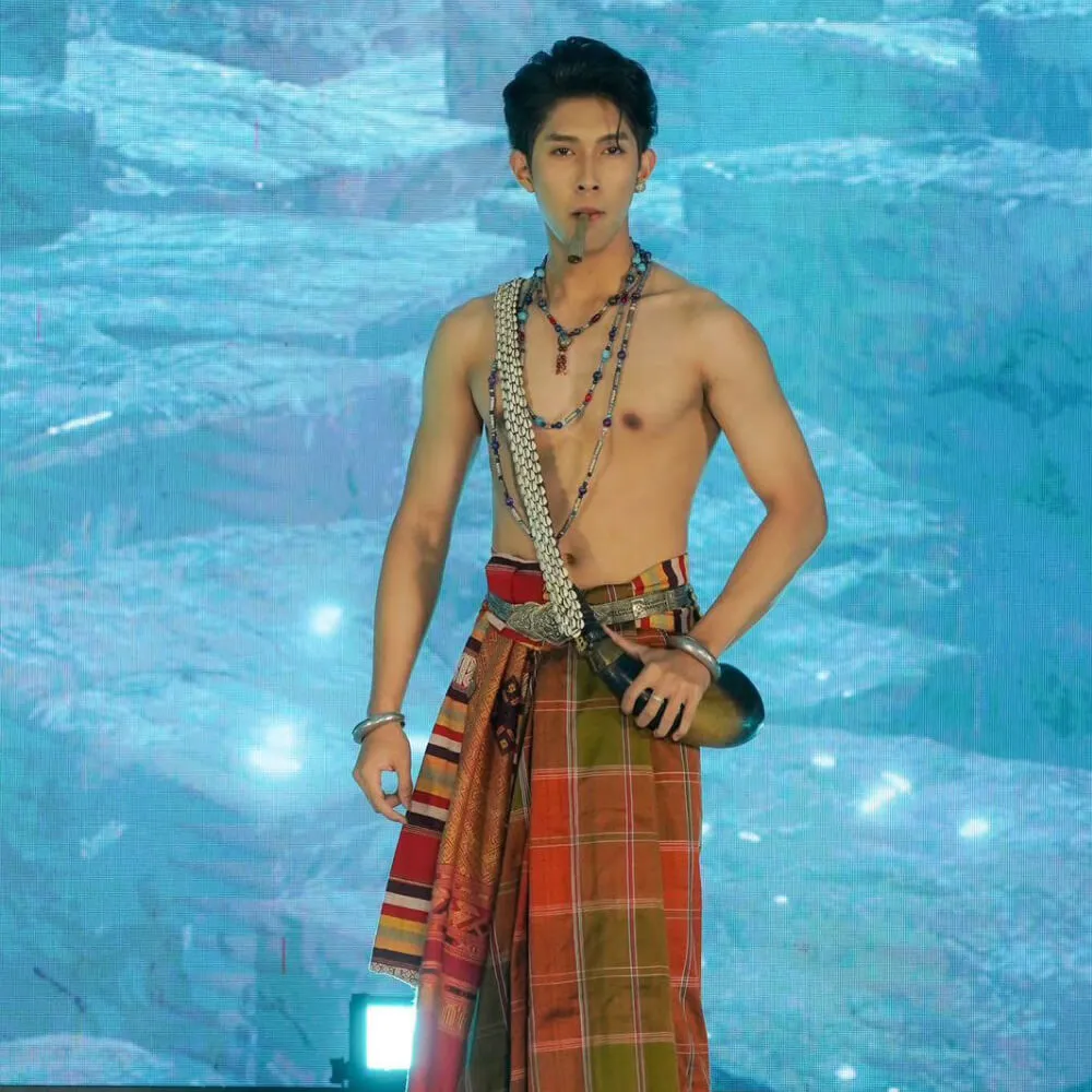 Chitphavan's textiles on model