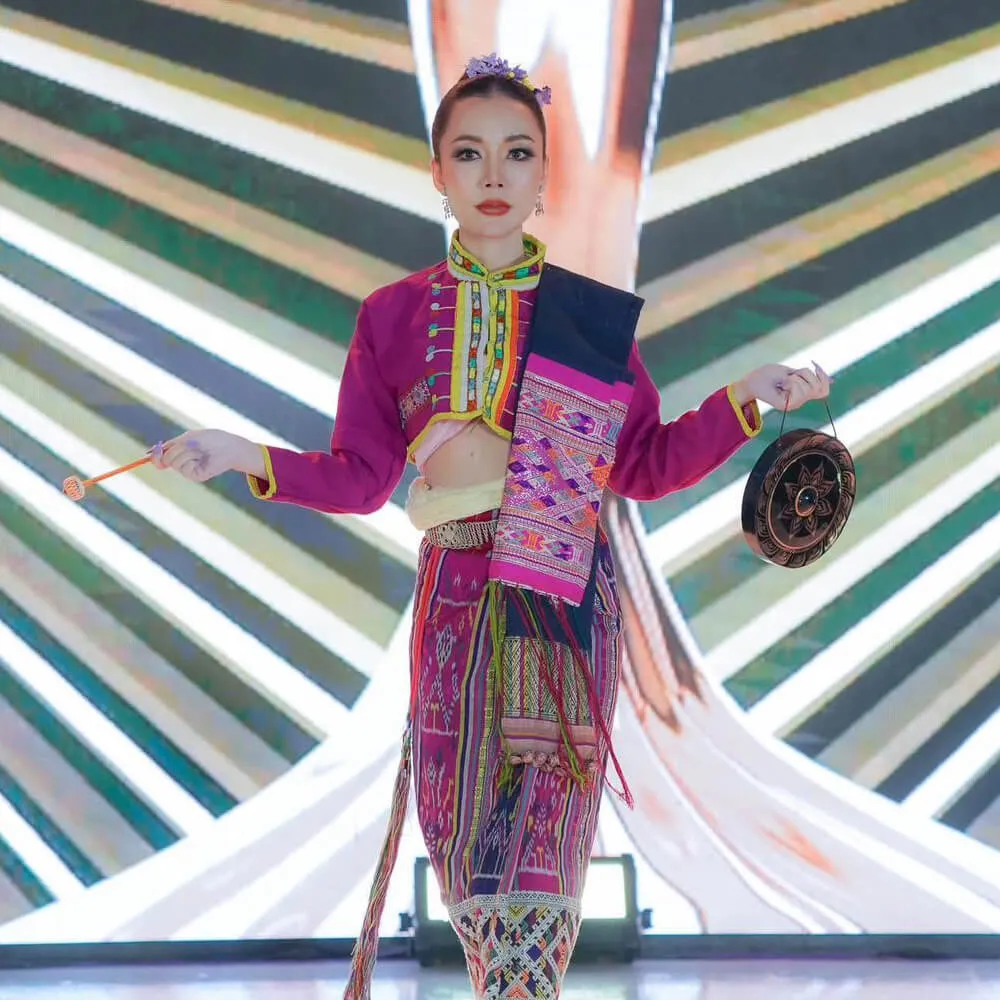 Chitphavan's textiles on model