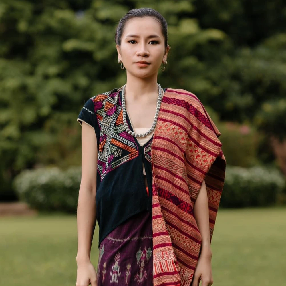 Chitphavan's textiles on model