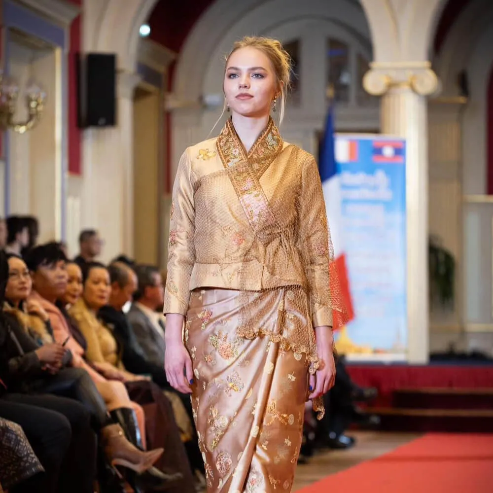 Chitphavan's textiles on model