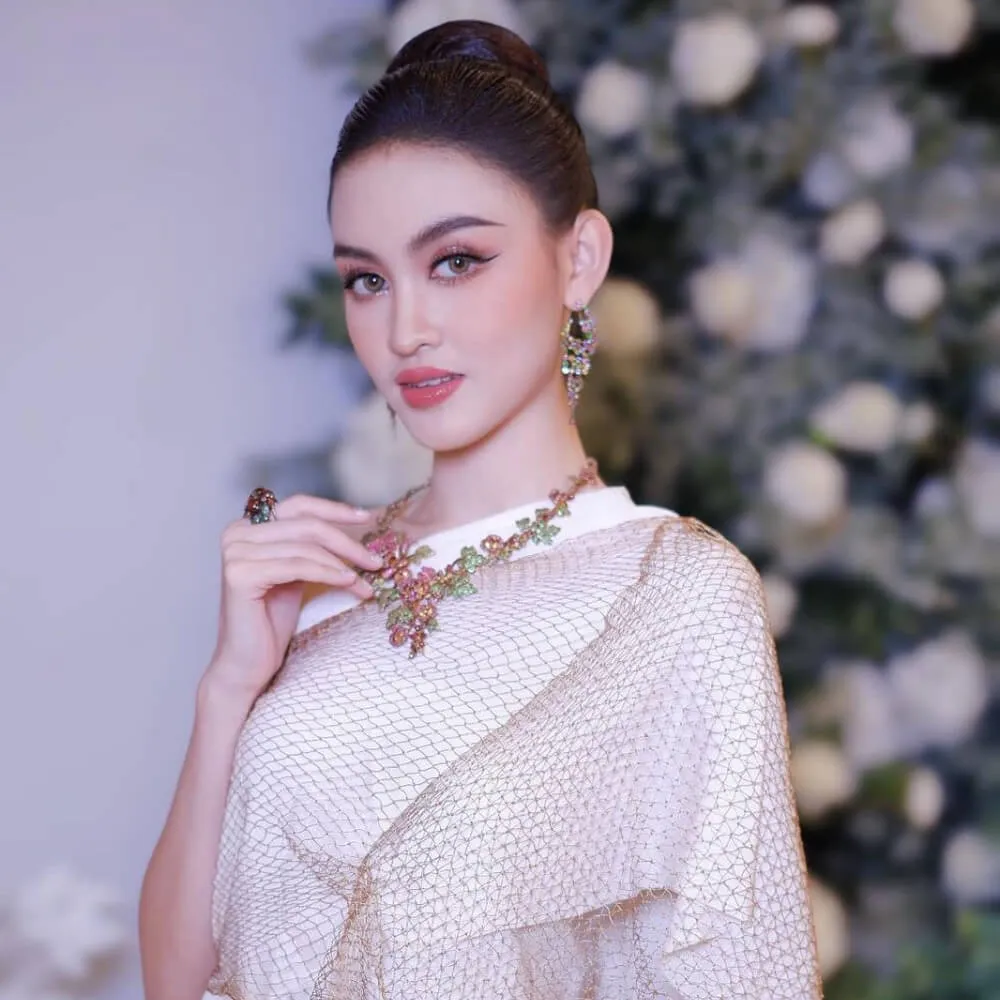 Chitphavan's textiles on model